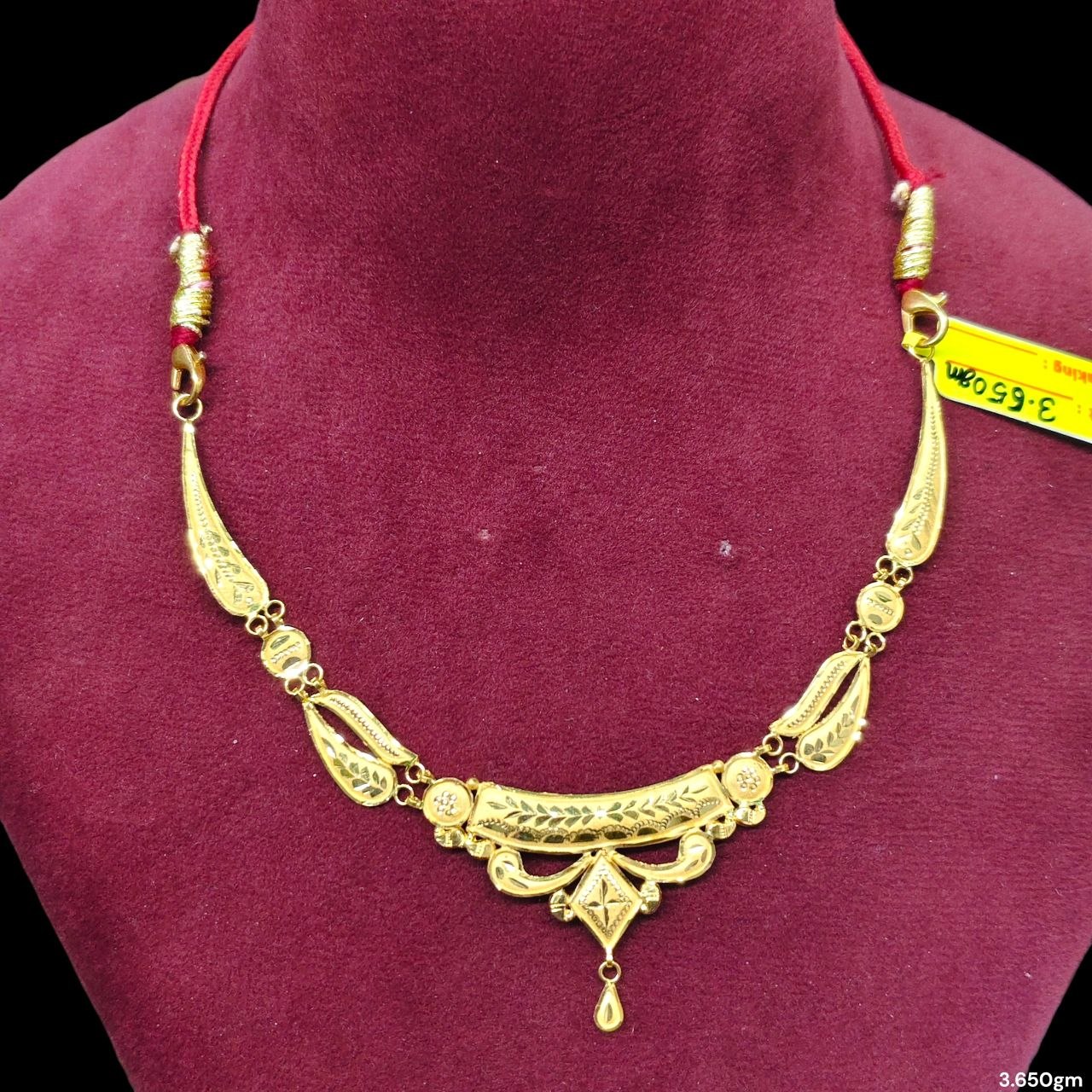 GOLD NECKLACE- WGT: 3.650 BIS CERTIFIED HUID HALLMARK 916 22KT GOLD NECKLACE 1 PIECE WITH FREE ADJUSTABLE TASSEL FOR WOMEN.