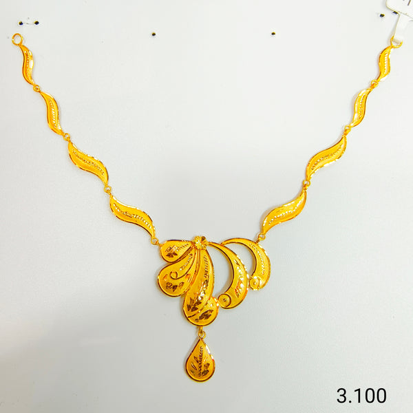 BIS CERTIFIED WGT: 3.100 GM APPROX HUID HALLMARK 22KT 916 GOLD NECKLACE CHOKER 1 PIECE FOR WOMEN.