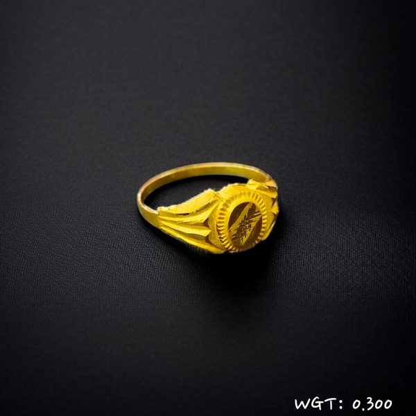 TRJ WGT: 0.300 GM APPROX KDM GOLD BABY FINGER RING 1 PIECE FOR RICE CEREMONY & BIRTHDAY.