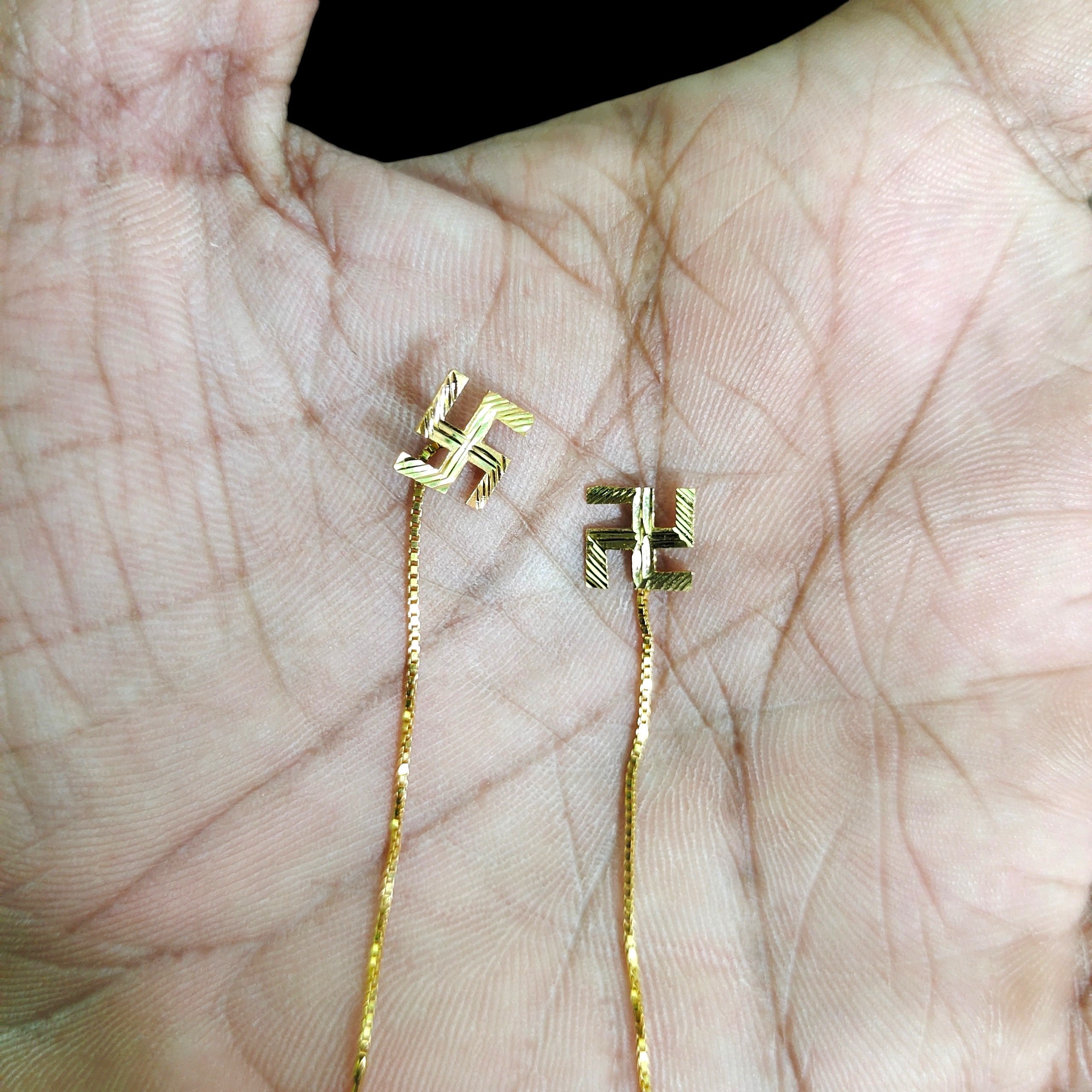 GOLD SUIDHAGA- (WGT: 0.710 GM APPROX) BIS CERTIFIED HUID HALLMARK 9KT GOLD SUIDHAGA EARRINGS (1 PAIR) FOR WOMEN.