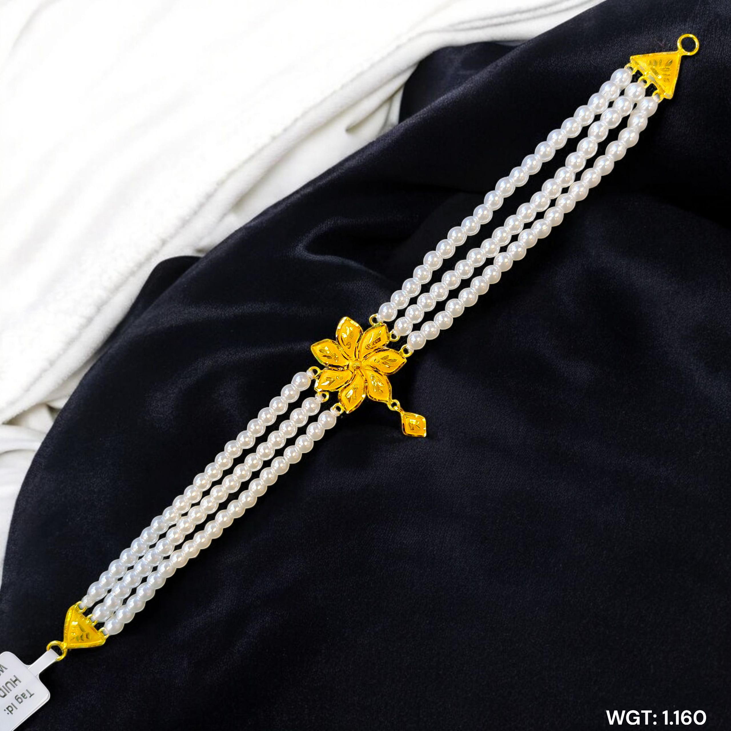 (GMC) CERTIFIED BIS HUID HALLMARK 916 22KT GOLD MOTI CHOKER 1 PIECE (WGT: 1.160 GM) WITH ADJUSTABLE TASSEL FOR GIFT IN MARRIAGE.