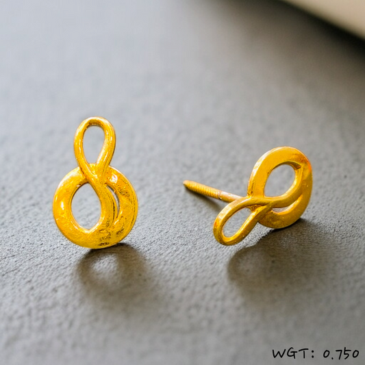 (GPT) TRJ WGT: 0.750 GM APPROX 14KT HUID HALLMARK GOLD EAR STUD 1 PAIR FOR REGULAR USE.