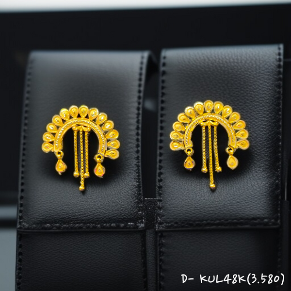 TRJ D- KUL48K WGT: 3.580 GM APPROX HUID HALLMARK 22KT GOLD EARRINGS KANBALA 1 PAIR FOR WOMEN.