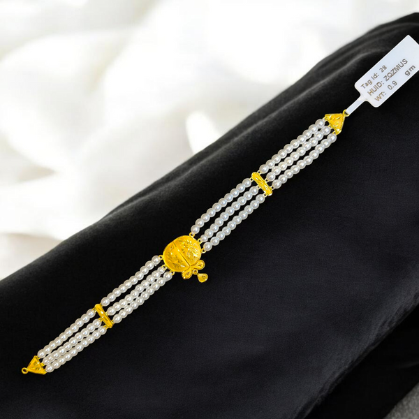 PEARL CHOKER- CERTIFIED BIS HUID HALLMARK 916 22KT GOLD MOTI CHOKER 1 PIECE (WGT:0.900 GM) WITH ADJUSTABLE TASSEL FOR GIFT IN MARRIAGE.
