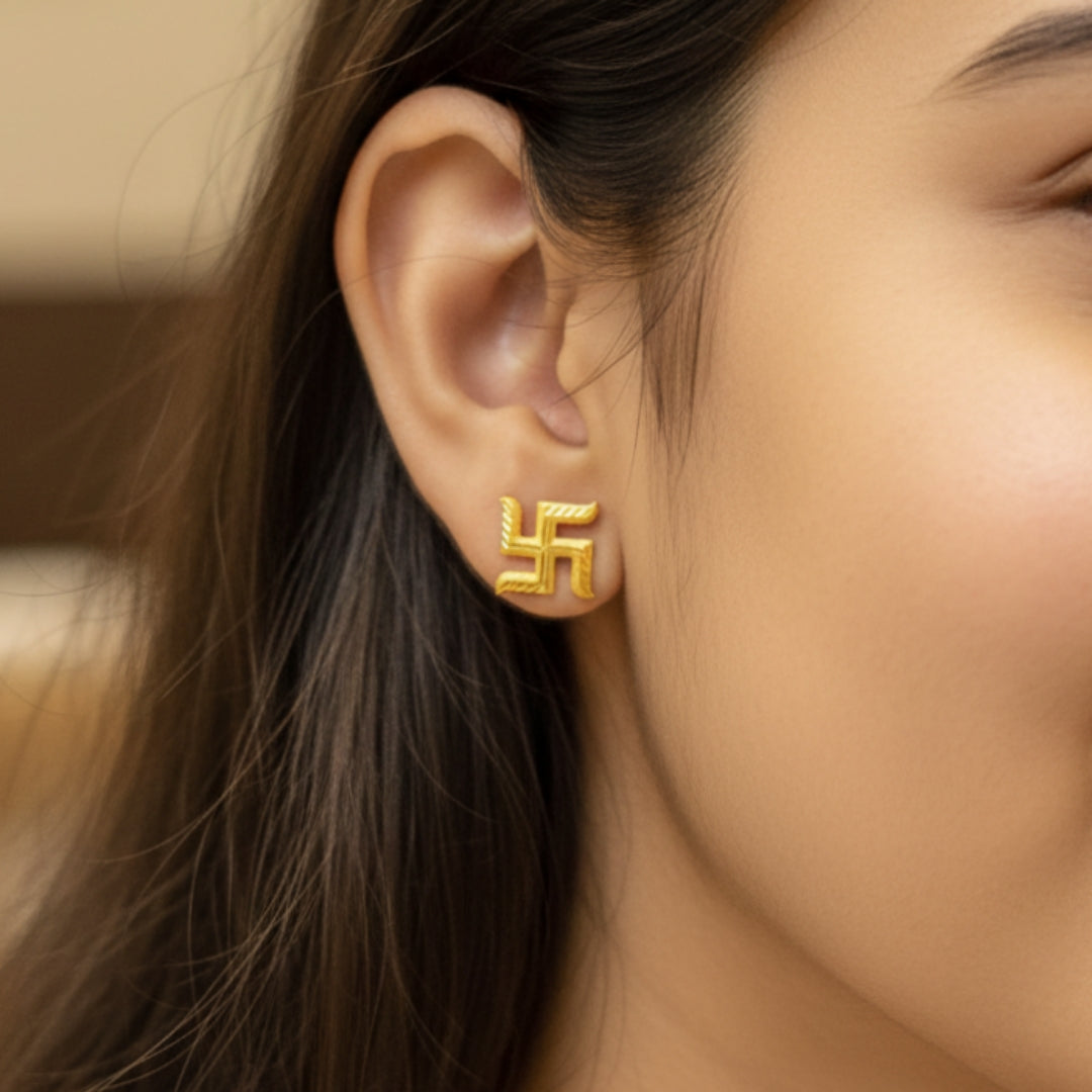 (GSE22) BIS CERTIFIED WGT: 0.600 GM APPROX HUID HALLMARK 916 22KT GOLD TOPS 1 PAIR FOR WOMEN.