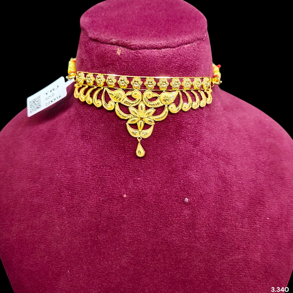 GCN22K- (WGT: 3.340 GM APPROX) BIS CERTIFIED HUID HALLMARK 916 22KT GOLD CHOKER 1 PIECE FOR WOMEN. (3ESKC3)
