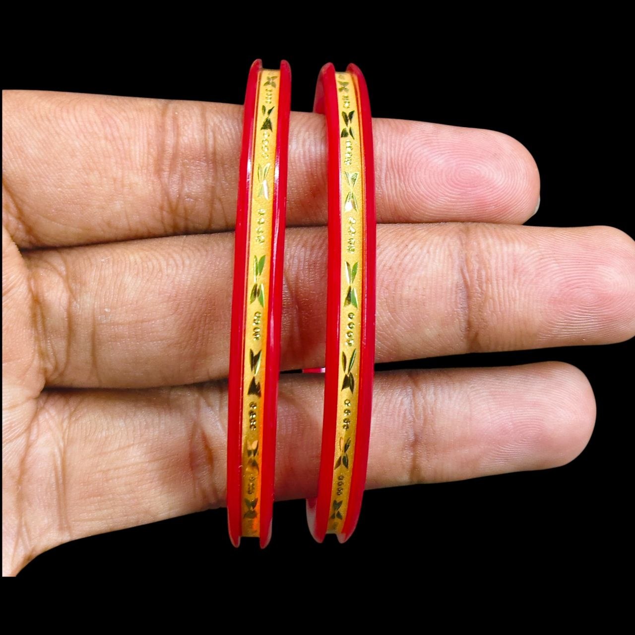 GOLD POLA- (SIZE-26) WGT: 1.690 GM APPROX BIS CERTIFIED HUID HALLMARK 916 22KT GOLD POLA BADHANO 1 PAIR FOR WOMEN.