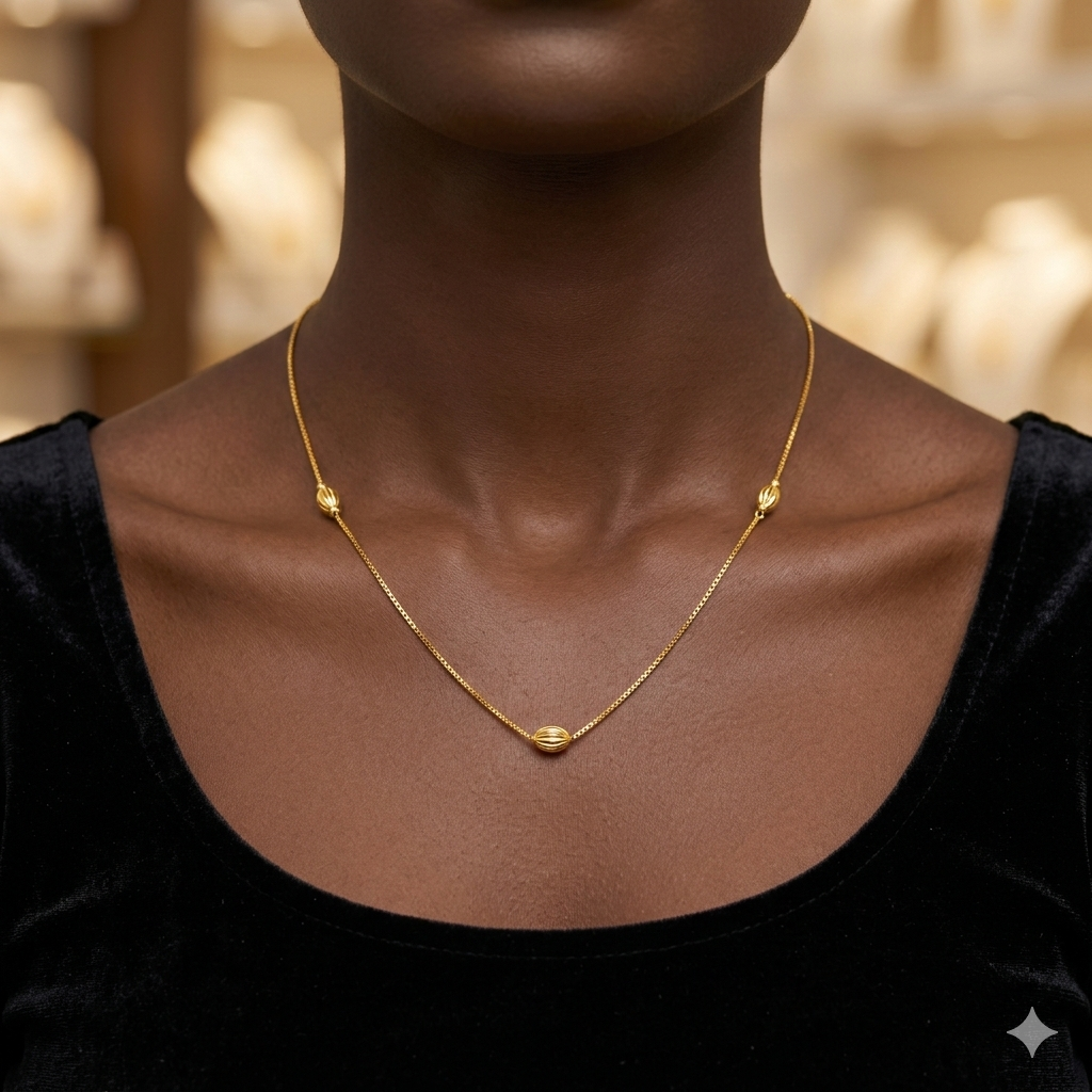 GOLD CHAIN- (WGT: 2.028 GM APPROX) BIS CERTIFIED HUID HALLMARK 9KT GOLD CHAIN WITH PENDANT (17 INCH) 1 PIECE FOR WOMEN.