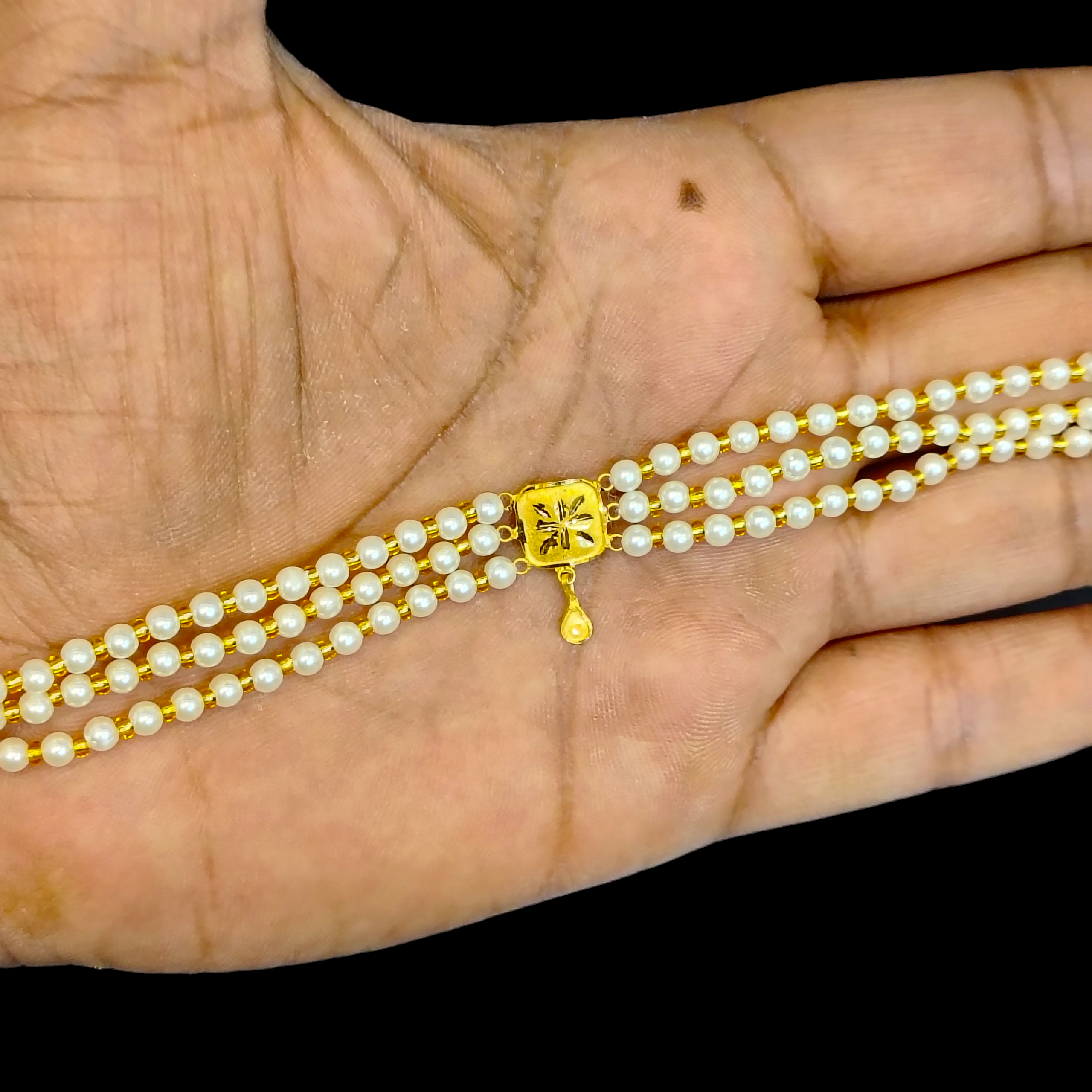 PEARL CHOKER - WGT: 0.170 - 0.200 GM APPROX KDM GOLD MOTI CHOKER 1 PIECE WITH ADJUSTABLE TASSEL FOR GIFT PURPOSE (50 TONCH) GET ANY DESIGN AS PER AVAILABILITY.