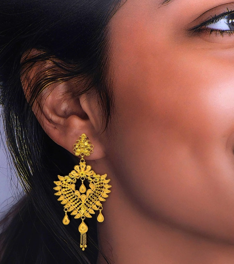 MADE TO ORDER (GEK22) BIS CERTIFIED HUID HALLMARK 916 22KT GOLD KANBALA EARRINGS WGT: 8.700 GM APPROX (1 PAIR) FOR WOMEN (BLUE TAG PREMIUM SEGMENT JEWELLERY) -DELIVERY IN 25 DAYS.
