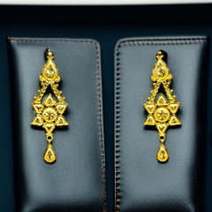 (GEK) TRJ WGT: 2.330 GM APPROX HUID HALLMARK 22KT GOLD EARRINGS KANBALA 1 PAIR FOR WOMEN.