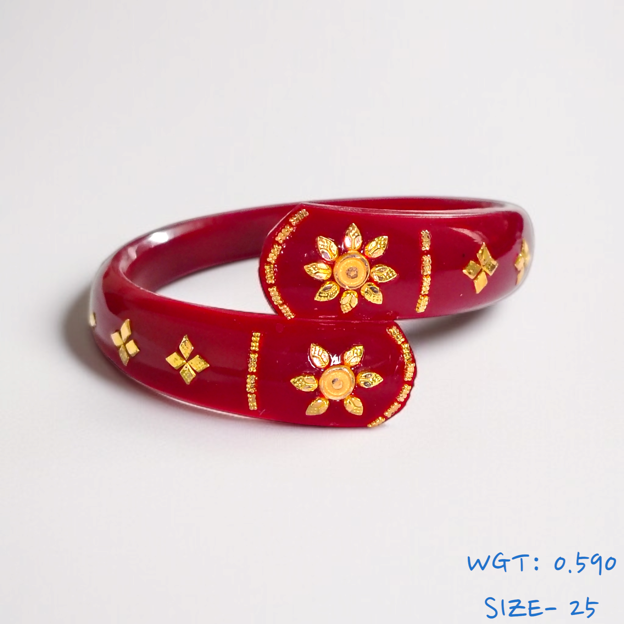 (SIZE- 25) RED COLOUR 18KT HALLMARK GOLD BRACELET POLA 1 PIECE FOR MARRIED WOMEN (REGULAR USE) APPROX WGT: 0.590 GM