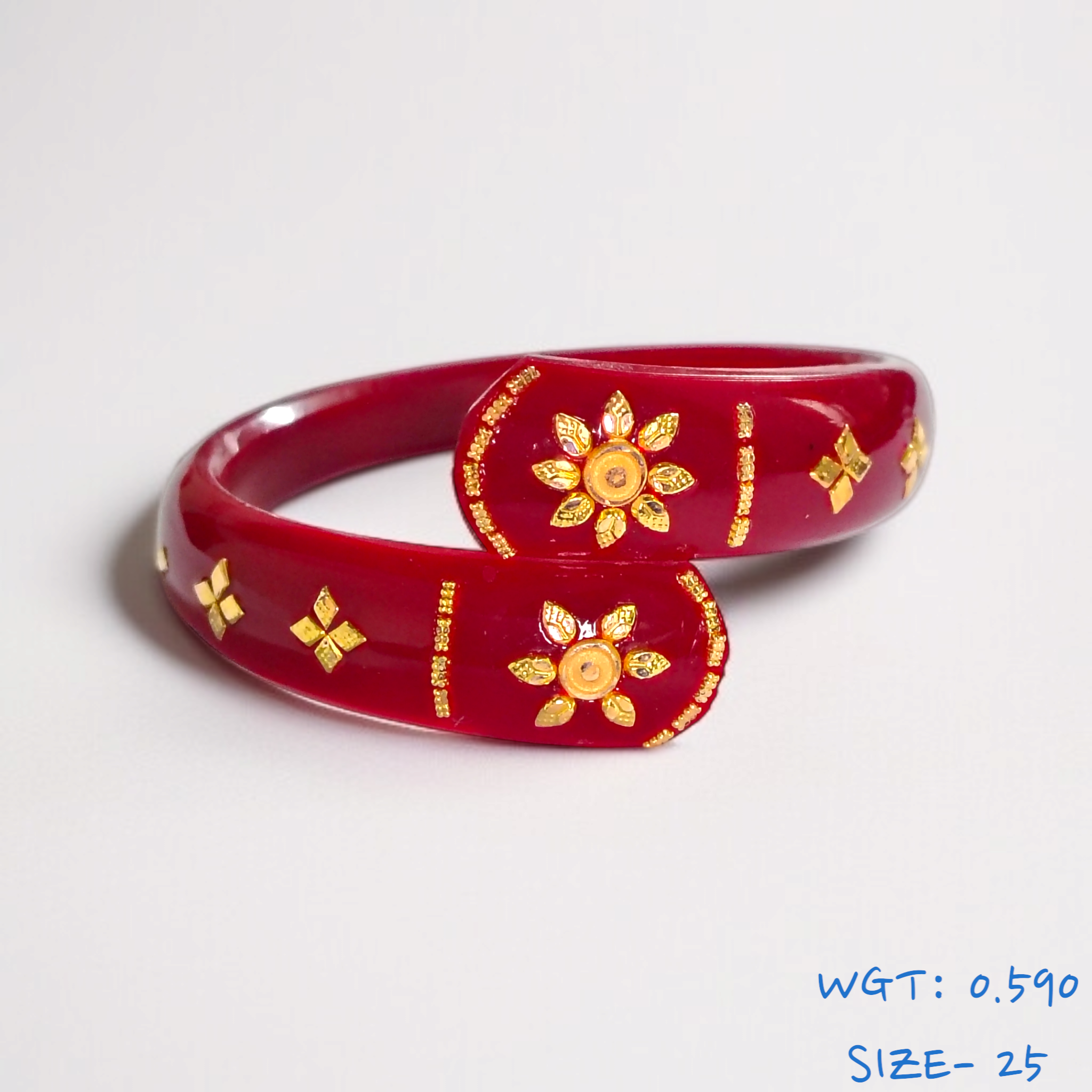 GBP18 (SIZE- 25) RED COLOUR 18KT HALLMARK GOLD BRACELET POLA 1 PIECE FOR MARRIED WOMEN (REGULAR USE) APPROX WGT: 0.590 GM