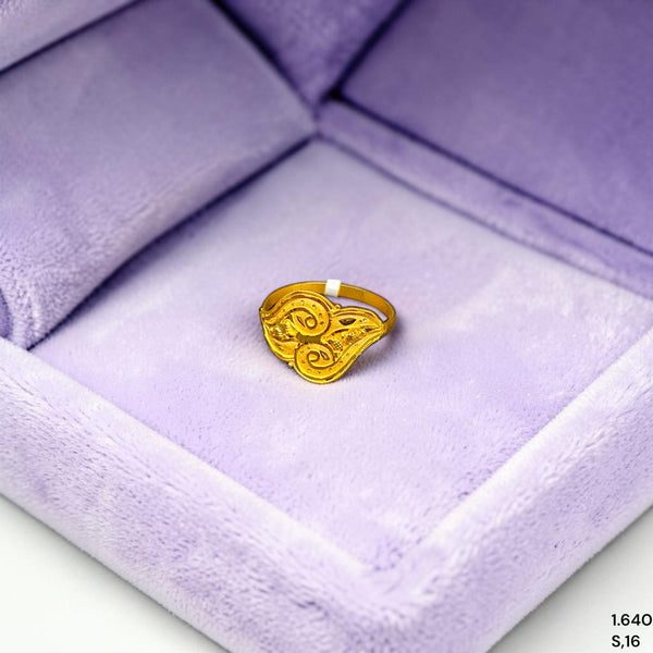 LADIES RING- (5WL1KS)-(SIZE: 16 ) WGT: 1.640 GM APPROX BIS CERTIFIED HUID HALLMARK 916 22KT GOLD RING FOR WOMEN 1 PIECE.