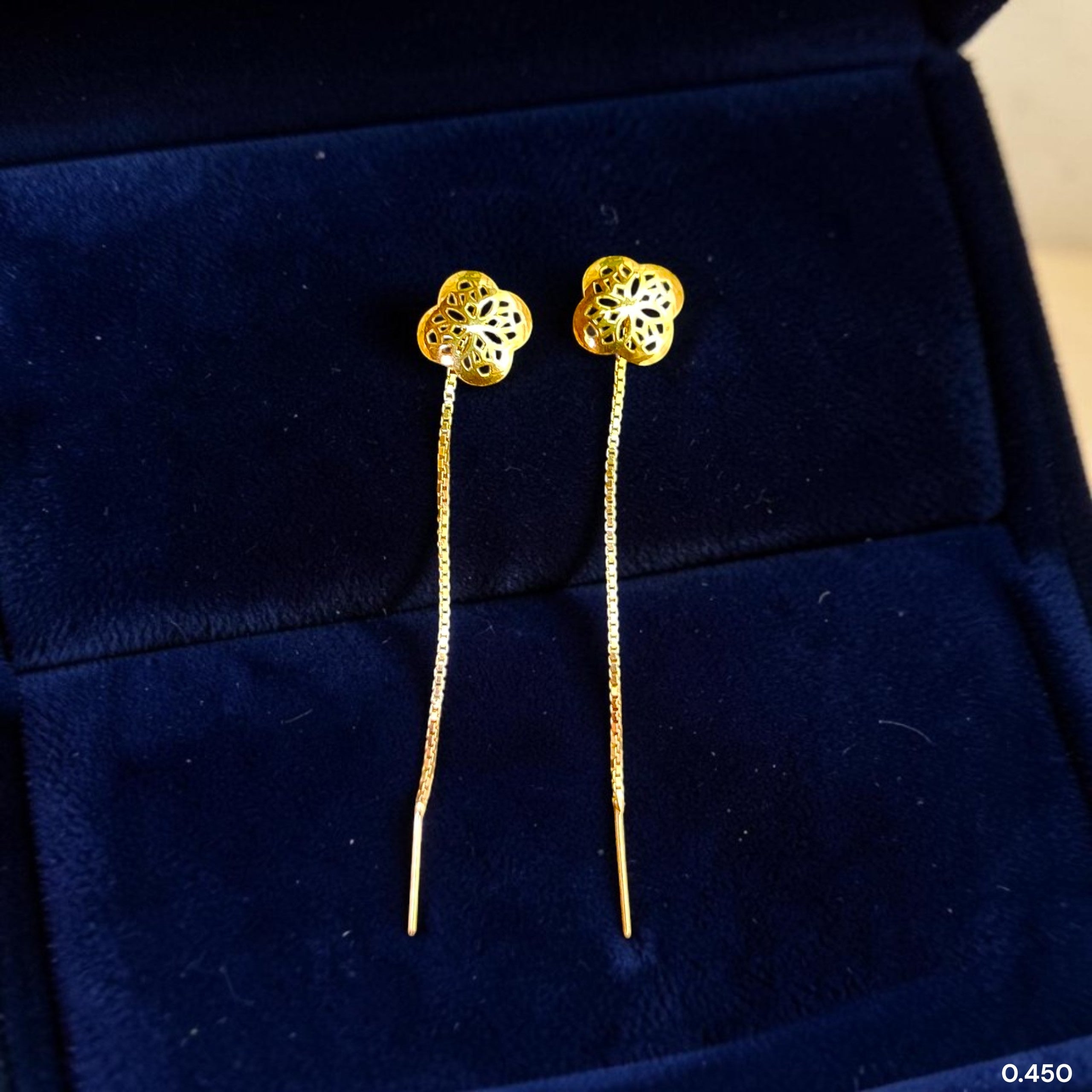 GOLD SUIDHAGA- (WGT: 0.450 GM APPROX) BIS CERTIFIED HUID HALLMARK 9KT GOLD SUIDHAGA EARRINGS (1 PAIR) FOR WOMEN.