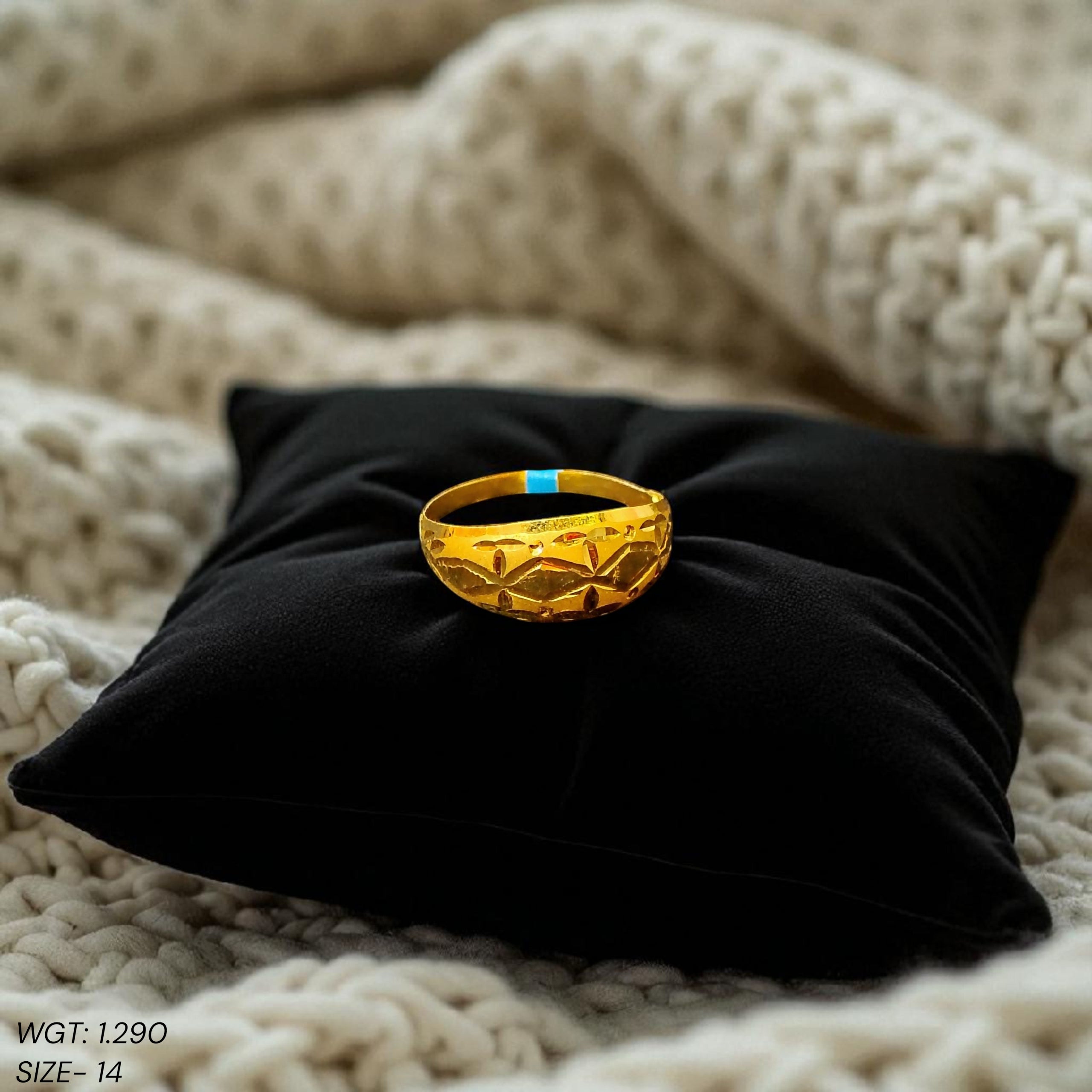 (GLFR22) TRJ (SIZE: 14) WGT: 1.290 GM APPROX BIS CERTIFIED HUID HALLMARK 916 22KT GOLD FINGER RING FOR WOMEN 1 PIECE.