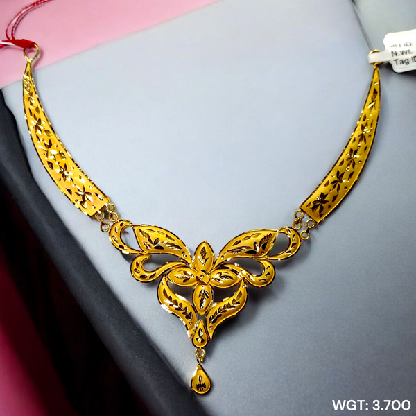 (GCN22) BIS CERTIFIED HUID HALLMARK 916 22KT GOLD NECKLACE CHOKER (APPROX WGT: 3.700 GM) 1 PIECE FOR WOMEN.