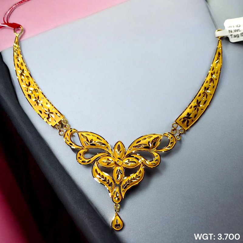 (GCN22) BIS CERTIFIED HUID HALLMARK 916 22KT GOLD NECKLACE CHOKER (APPROX WGT: 3.700 GM) 1 PIECE FOR WOMEN.