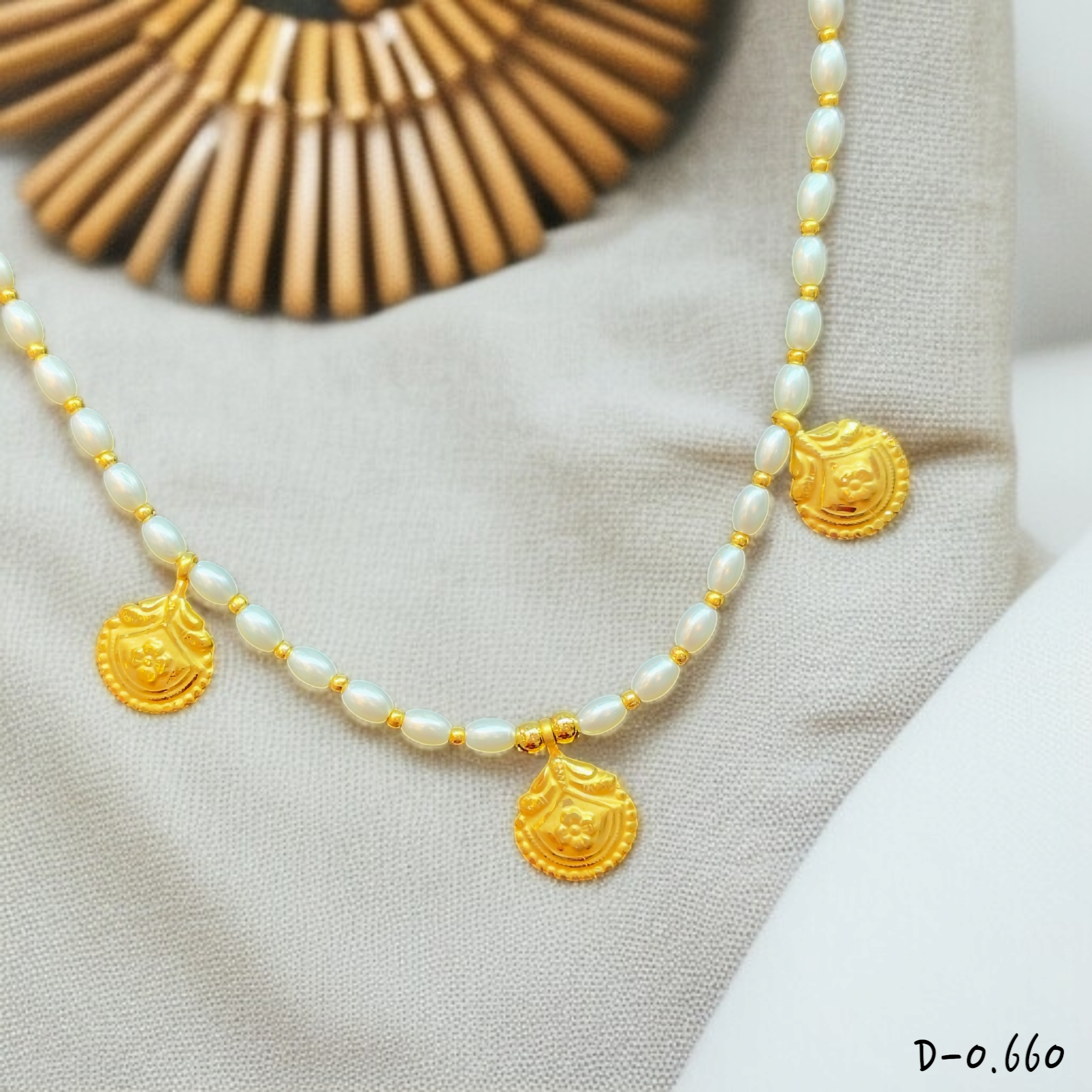 FLORAL DESIGN (WGT: 0.660 GM APPROX) KDM GOLD SELIHAR 1 PIECE WITH MOTI TASSEL (50 TONCH) BEST FOR GIFT IN MARRIAGE.