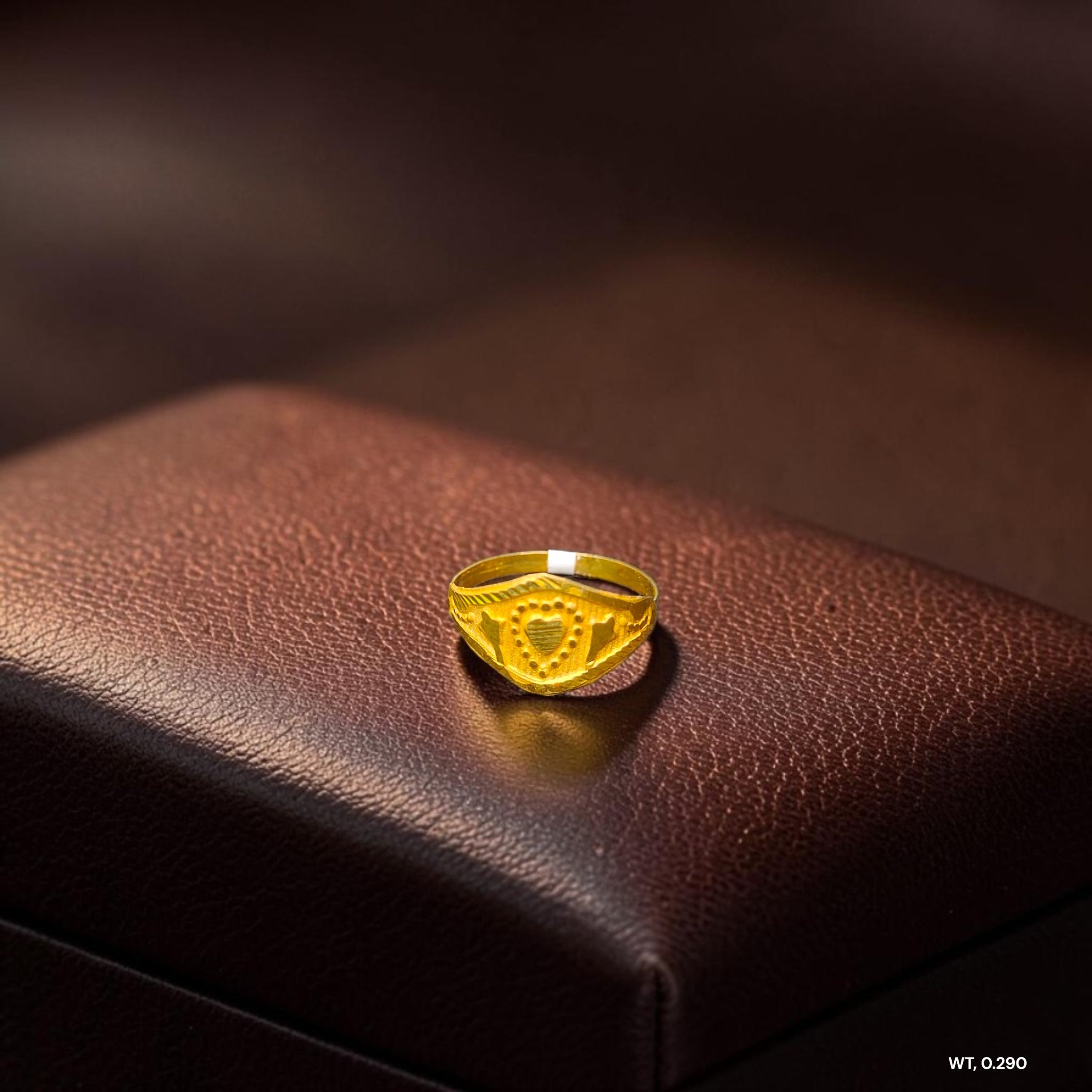BABY JEWELLERY- TRJ WGT: 0.290 GM APPROX 375 9KT HUID HALLMARK GOLD BABY FINGER RING 1 PIECE FOR RICE CEREMONY & BIRTHDAY.