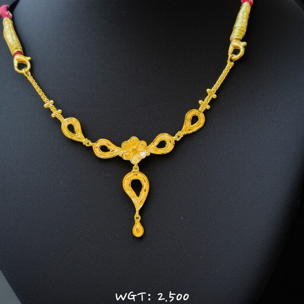 RAJLAXMI WGT: 2.500 GM APPROX HUID HALLMARK 22KT GOLD NECKLACE 1 PIECE WITH ADJUSTABLE TASSEL.