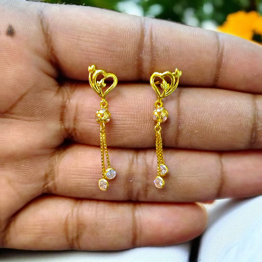 (GER22) BIS CERTIFIED WGT: 1.920 GM APPROX HUID HALLMARK 916 22KT GOLD EARRINGS KANBALA 1 PAIR FOR WOMEN.