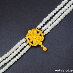 TRJ WGT: 1.420 GM APPROX 22KT HALLMARK HUID GOLD MOTI CHOKER 1 PIECE WITH ADJUSTABLE TASSEL.