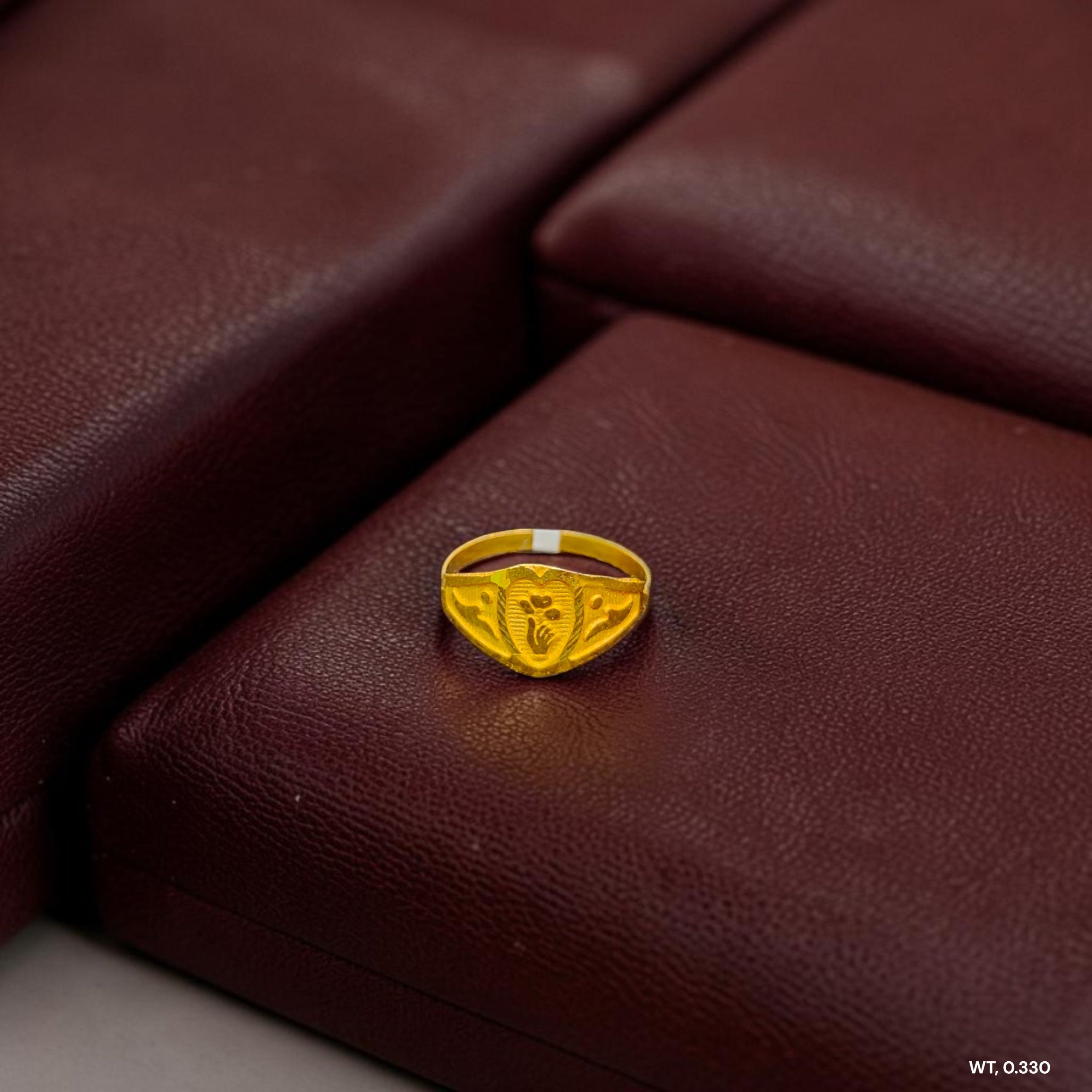 BABY JEWELLERY- TRJ WGT: 0.330 GM APPROX 375 9KT HUID HALLMARK GOLD BABY FINGER RING 1 PIECE FOR RICE CEREMONY & BIRTHDAY.