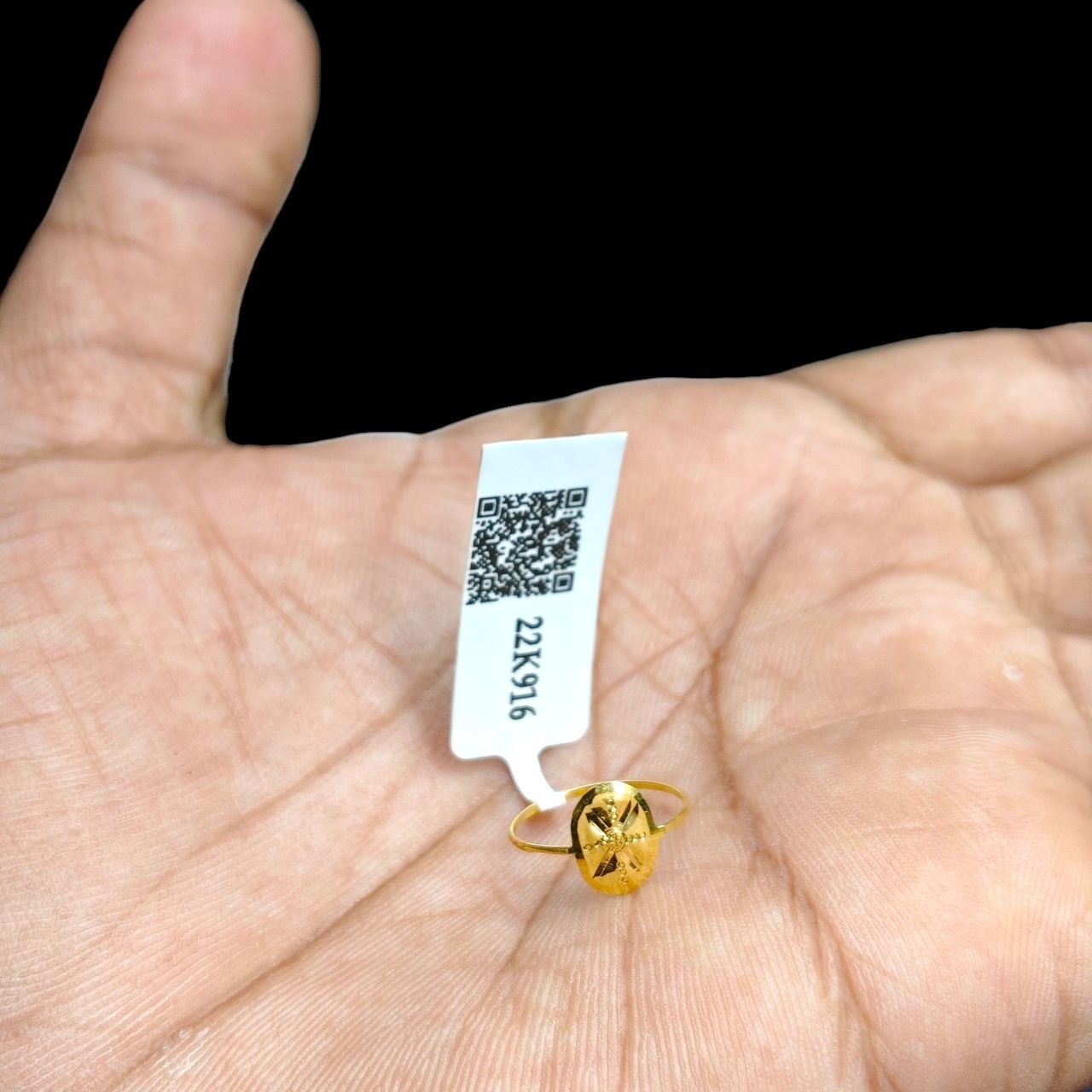 BABY JEWELLERY- TRJ WGT: 0.250 GM APPROX 22KT HUID HALLMARK GOLD BABY FINGER RING 1 PIECE FOR RICE CEREMONY & BIRTHDAY.