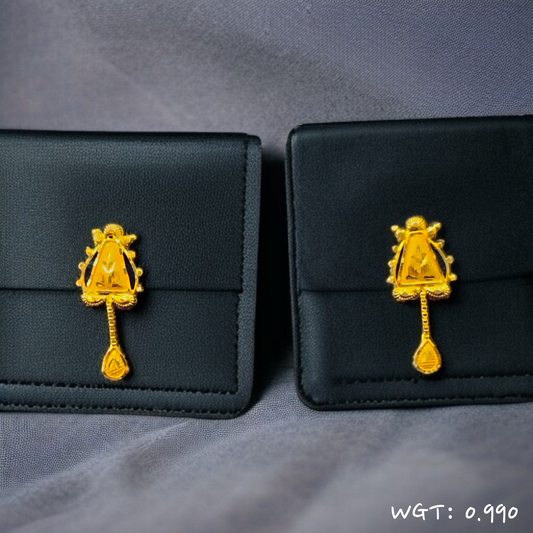 (GPT) RAJLAXMI WGT: 0.990 GM APPROX HUID HALLMARK 916 22KT GOLD EAR TOPS STUD 1 PAIR FOR REGULAR USE.