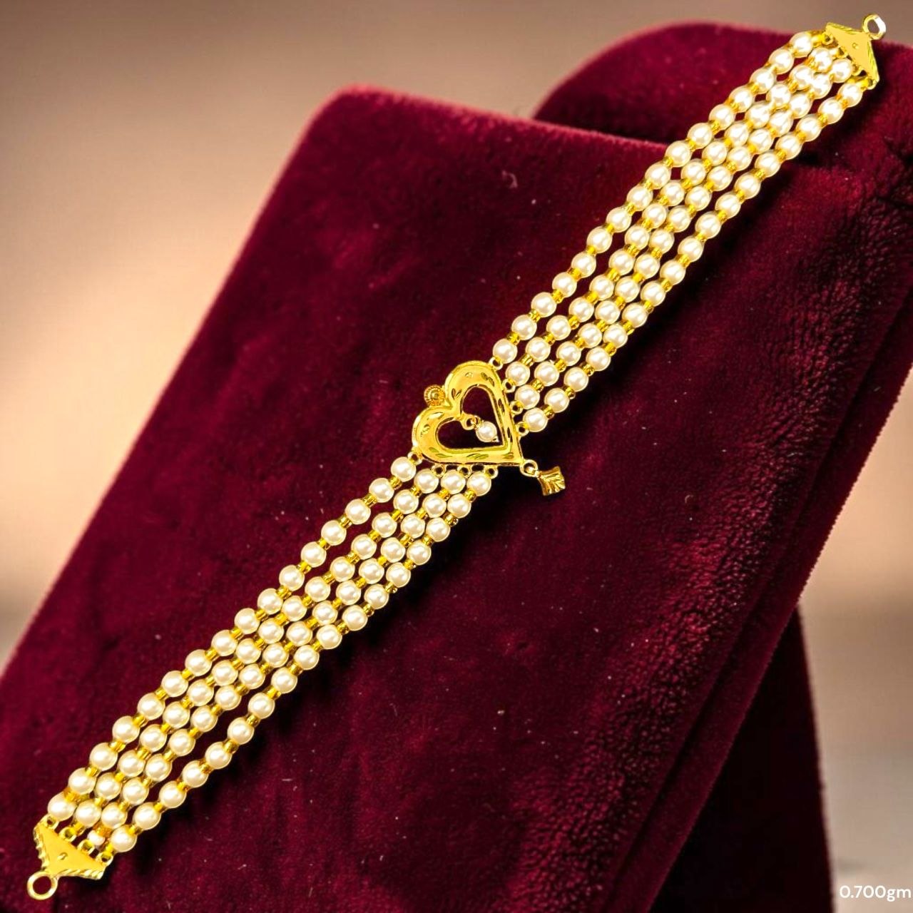 GMC9K- (WGT: 0.700 GM APPROX) BIS CERTIFIED HUID HALLMARK 375 9KT GOLD MOTI CHOKER 1 PIECE WITH ADJUSTABLE TASSEL FOR GIFT IN MARRIAGE.