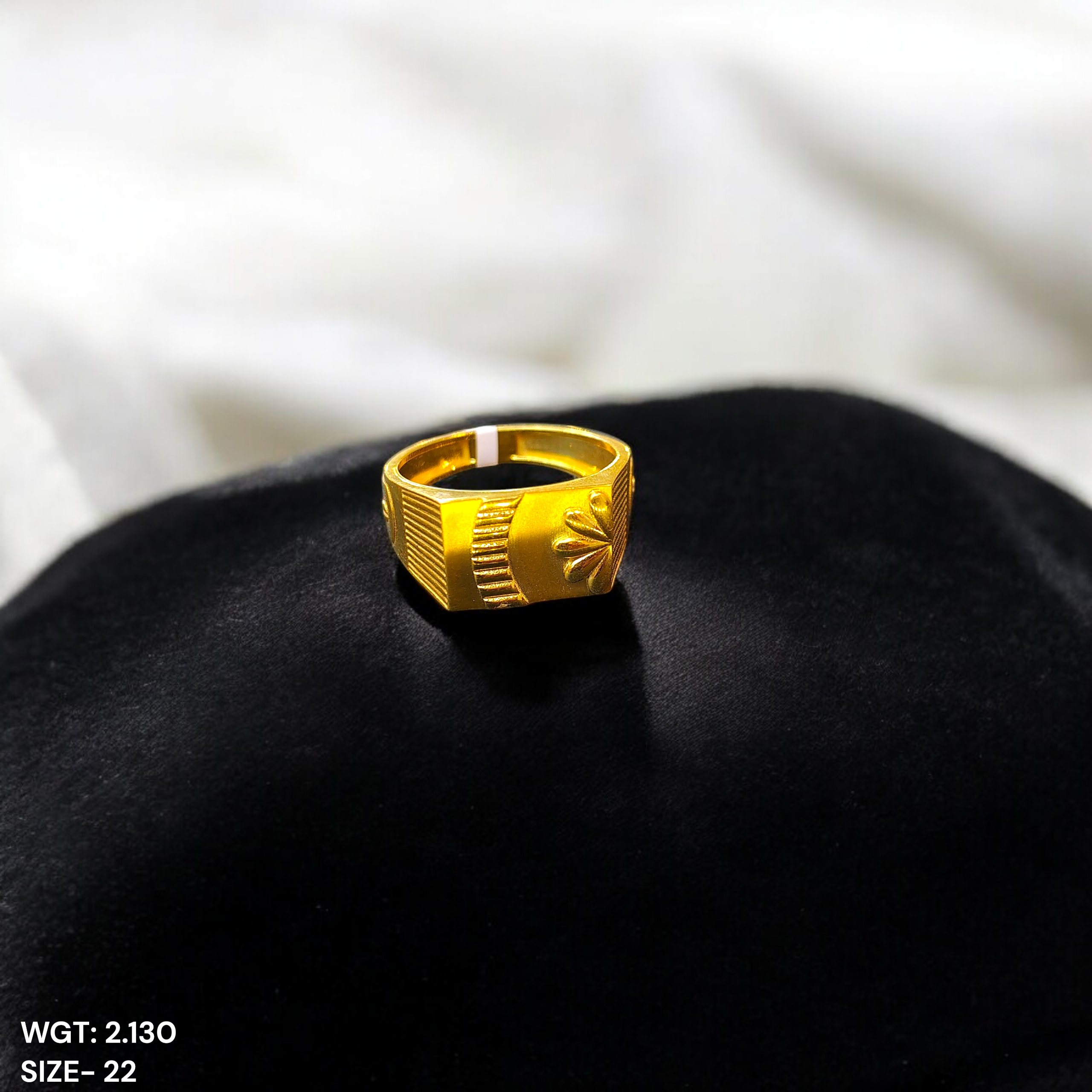 (GGFR9) TRJ (SIZE: 22) WGT: 2.130 GM APPROX BIS CERTIFIED HUID HALLMARK 9KT GOLD FINGER RING FOR MEN 1 PIECE FOR REGULAR USE.
