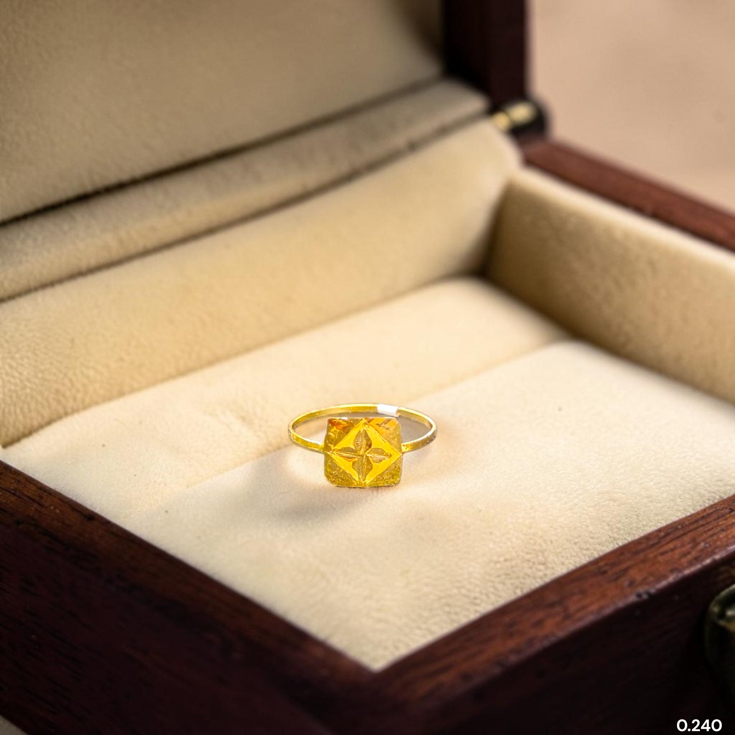 BABY JEWELLERY- TRJ WGT: 0.240 GM APPROX 22KT HUID HALLMARK GOLD BABY FINGER RING 1 PIECE FOR RICE CEREMONY & BIRTHDAY.