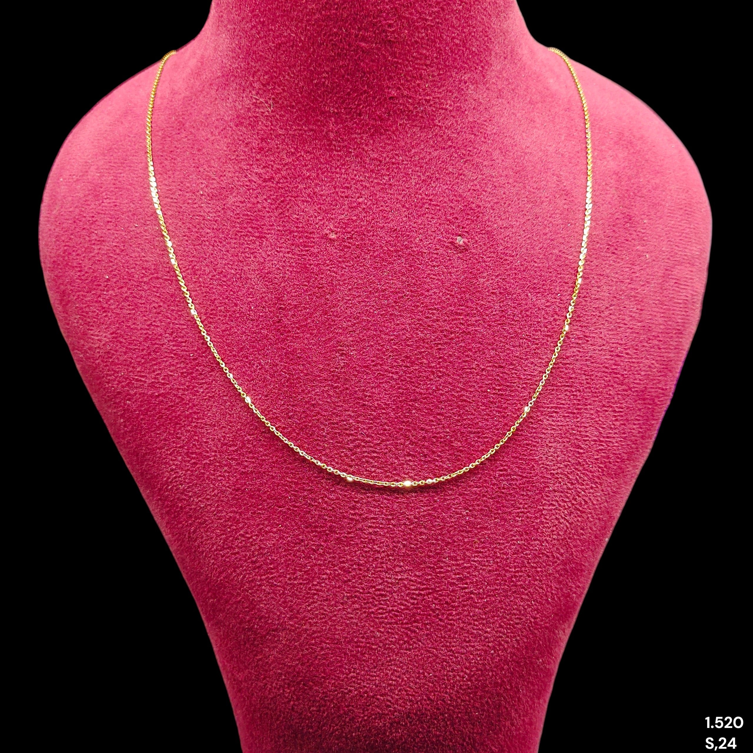GOLD CHAIN- (WGT: 1.540 GM APPROX) BIS CERTIFIED HUID HALLMARK 9KT GOLD CHAIN (22 INCH) 1 PIECE FOR UNISEX.