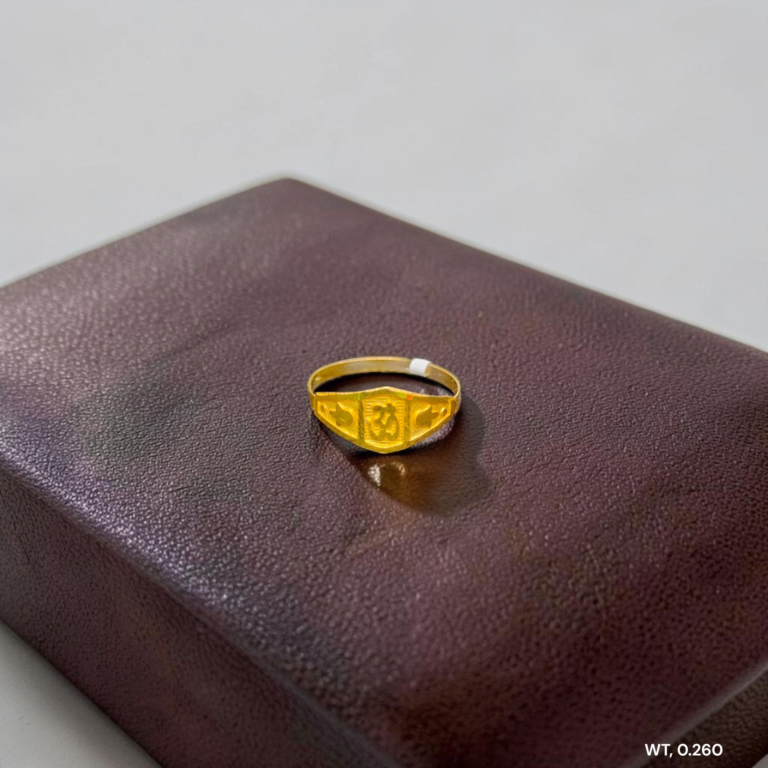 BABY JEWELLERY- TRJ WGT: 0.260 GM APPROX 375 9KT HUID HALLMARK GOLD BABY FINGER RING 1 PIECE FOR RICE CEREMONY & BIRTHDAY.