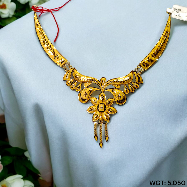 (GCN22) BIS CERTIFIED HUID HALLMARK 916 22KT GOLD NECKLACE CHOKER (APPROX WGT: 5.050 GM) 1 PIECE FOR WOMEN.