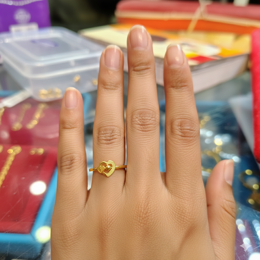 (GLFR9) TRJ (SIZE: 14) WGT: 0.880 GM APPROX BIS CERTIFIED HUID HALLMARK 9KT GOLD FINGER RING FOR WOMEN 1 PIECE FOR REGULAR USE.