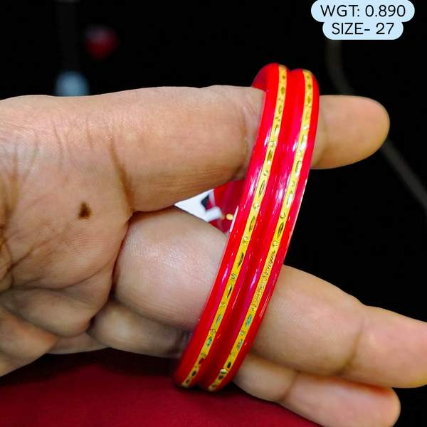 (GSP) TRJ (SIZE: 27) WGT: 0.890 GM APPROX 22KT HUID HALLMARK GOLD POLA BANGLES 1 PAIR DESIGN FOR REGULAR USE.