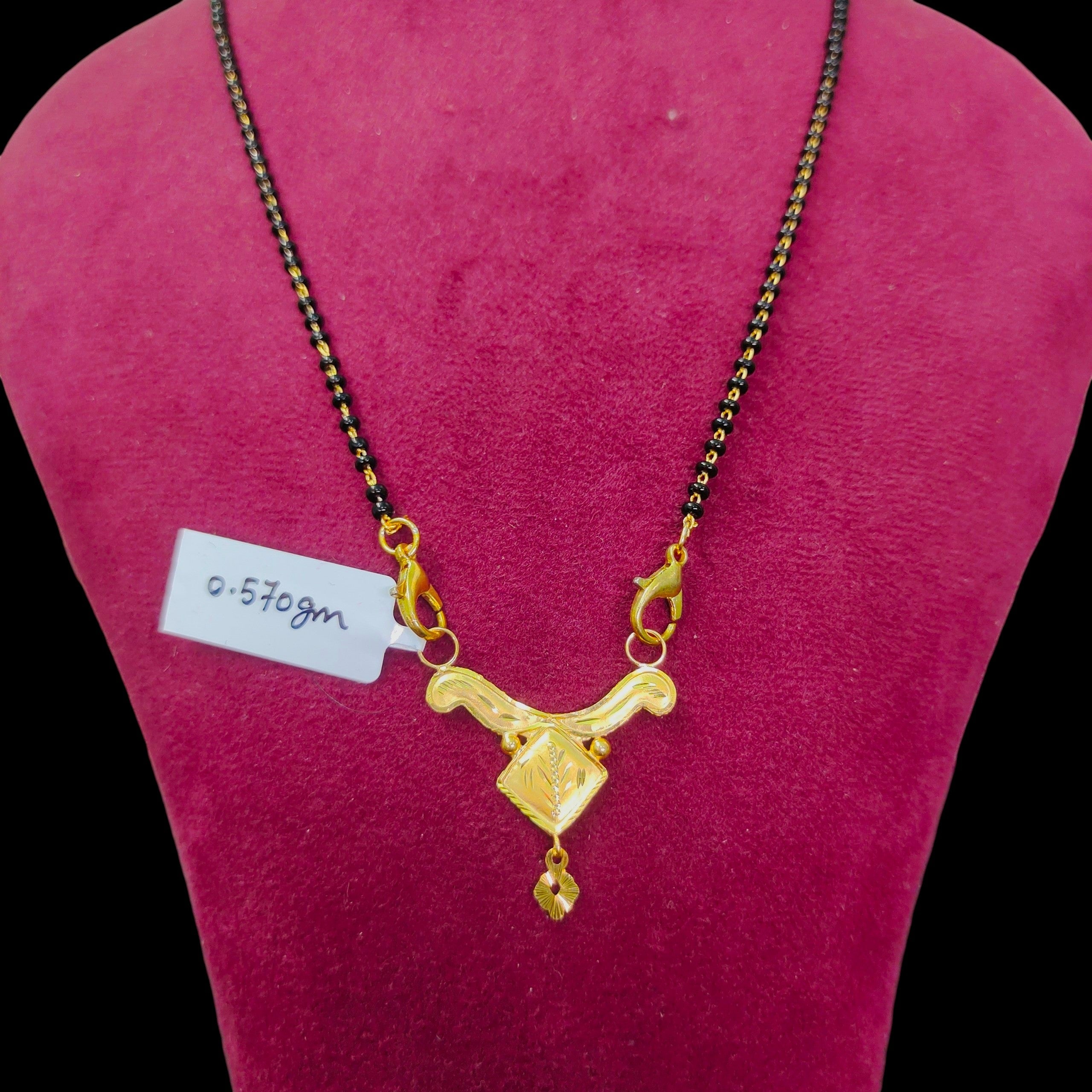 GOLD PENDANT- (WGT: 0.570 GM APPROX) BIS CERTIFIED HUID HALLMARK 375 9KT GOLD PENDANT FOR WOMEN 1 PIECE WITH FREE MANGALSUTRA & TASSEL.