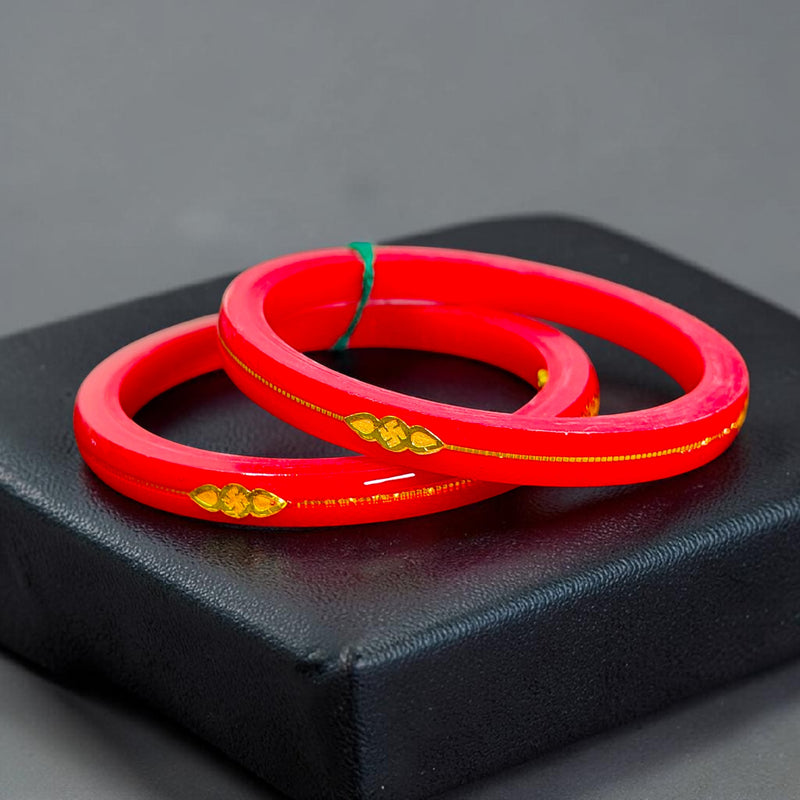 RED (FACEBOOK VIRAL POLA) GOLDEN DETAILING LAMINATION POLA SWASTIK DESIGN 1 PAIR FOR WOMEN - NON EXCHANGEABLE ITEM (GET ANY DESIGN AS PER AVAILABILITY)