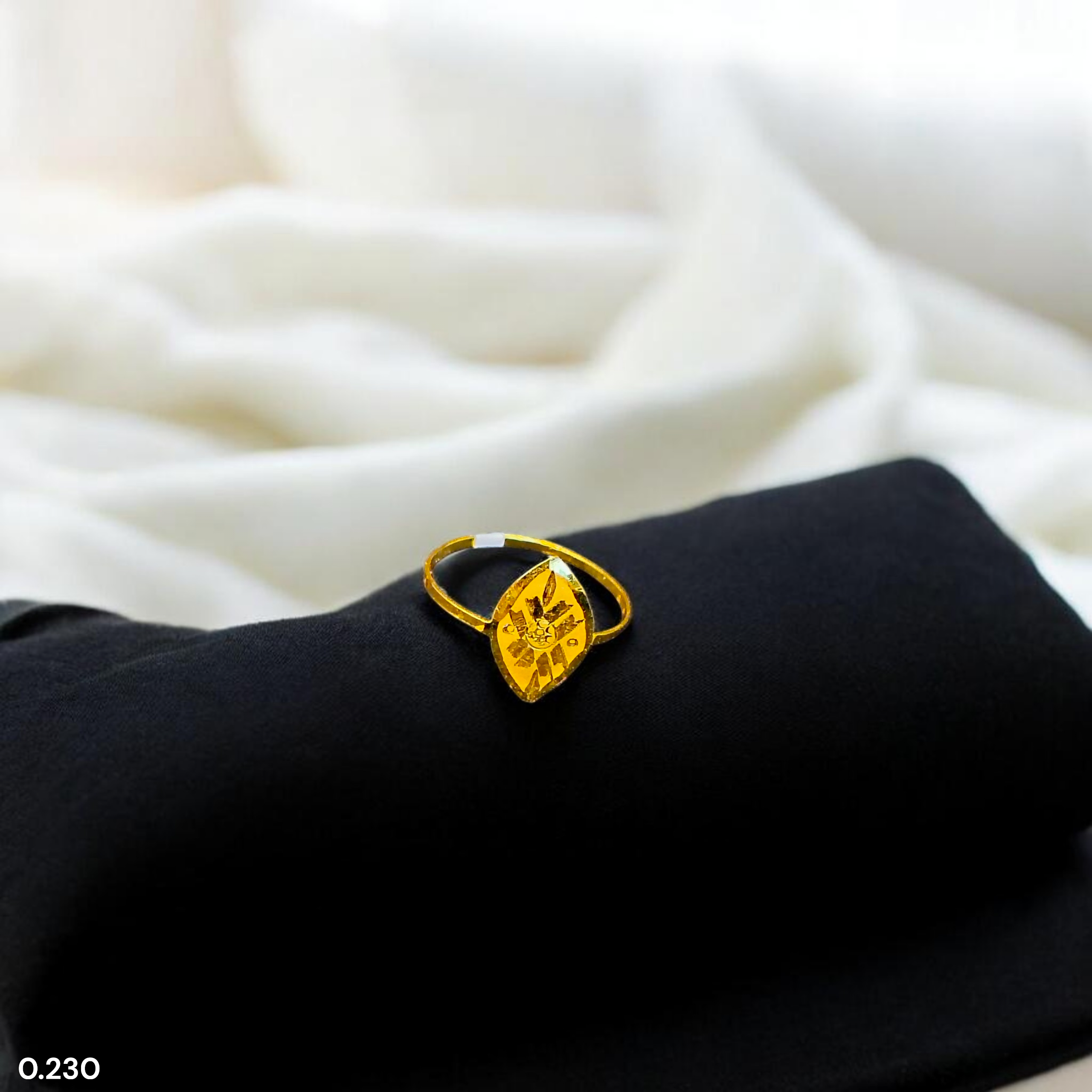 (GBJ) TRJ WGT: 0.230 GM APPROX 22KT HUID HALLMARK GOLD BABY FINGER RING 1 PIECE FOR RICE CEREMONY & BIRTHDAY.