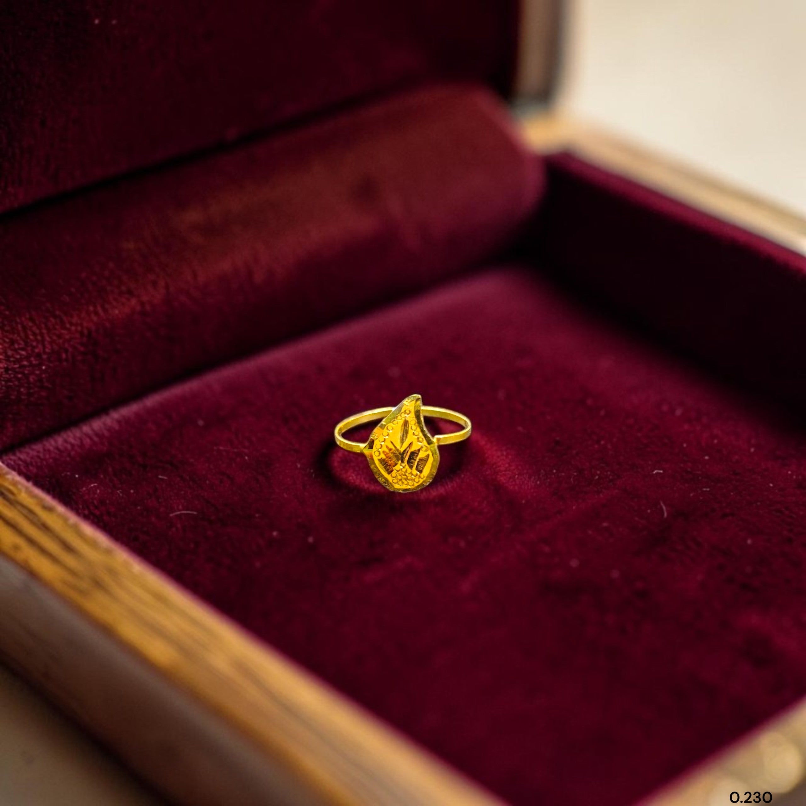 BABY JEWELLERY- TRJ WGT: 0.230 GM APPROX 22KT HUID HALLMARK GOLD BABY FINGER RING 1 PIECE FOR RICE CEREMONY & BIRTHDAY.