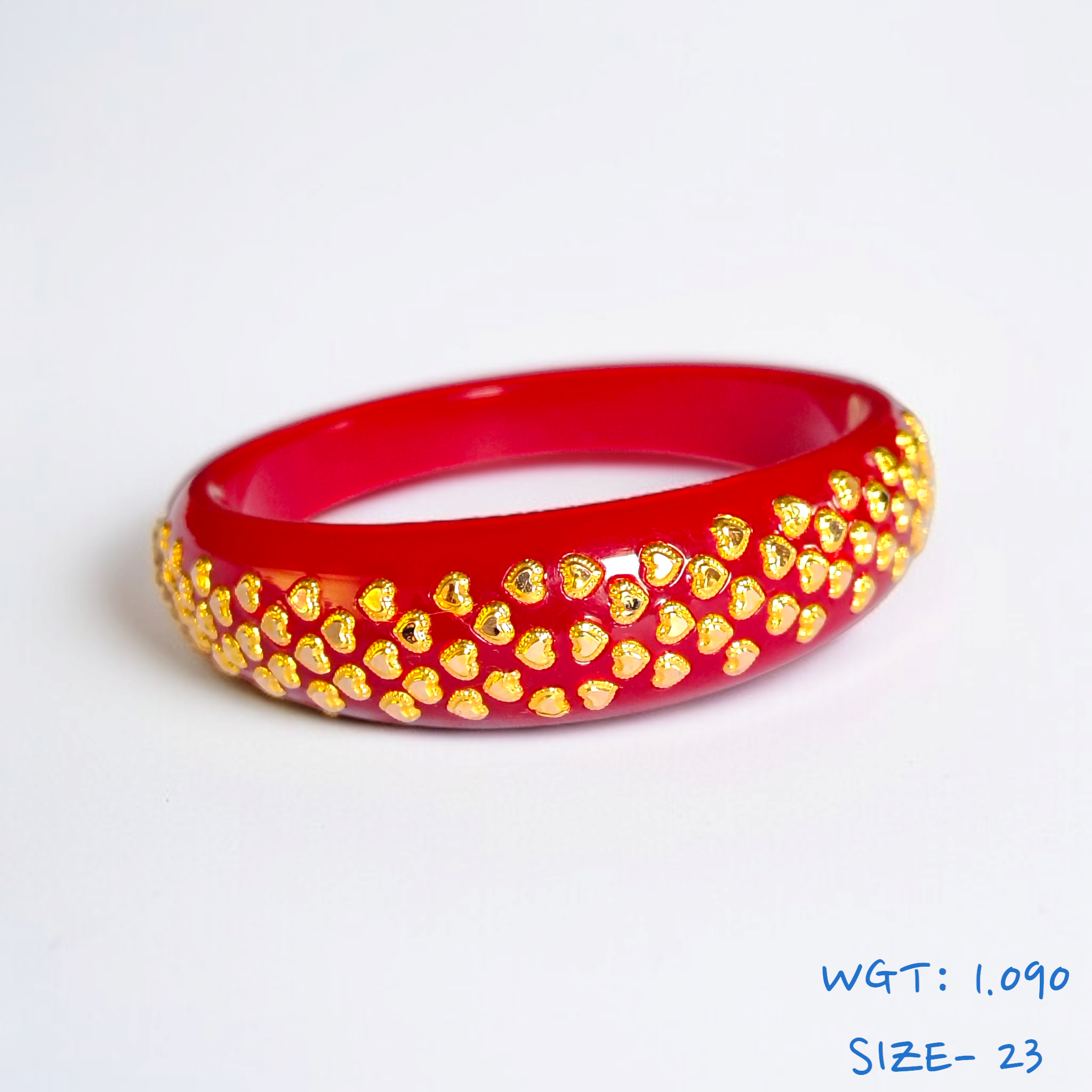 (SIZE- 23) RED COLOUR 18KT HALLMARK GOLD BRACELET POLA 1 PIECE FOR MARRIED WOMEN (REGULAR USE) APPROX WGT: 1.090 GM