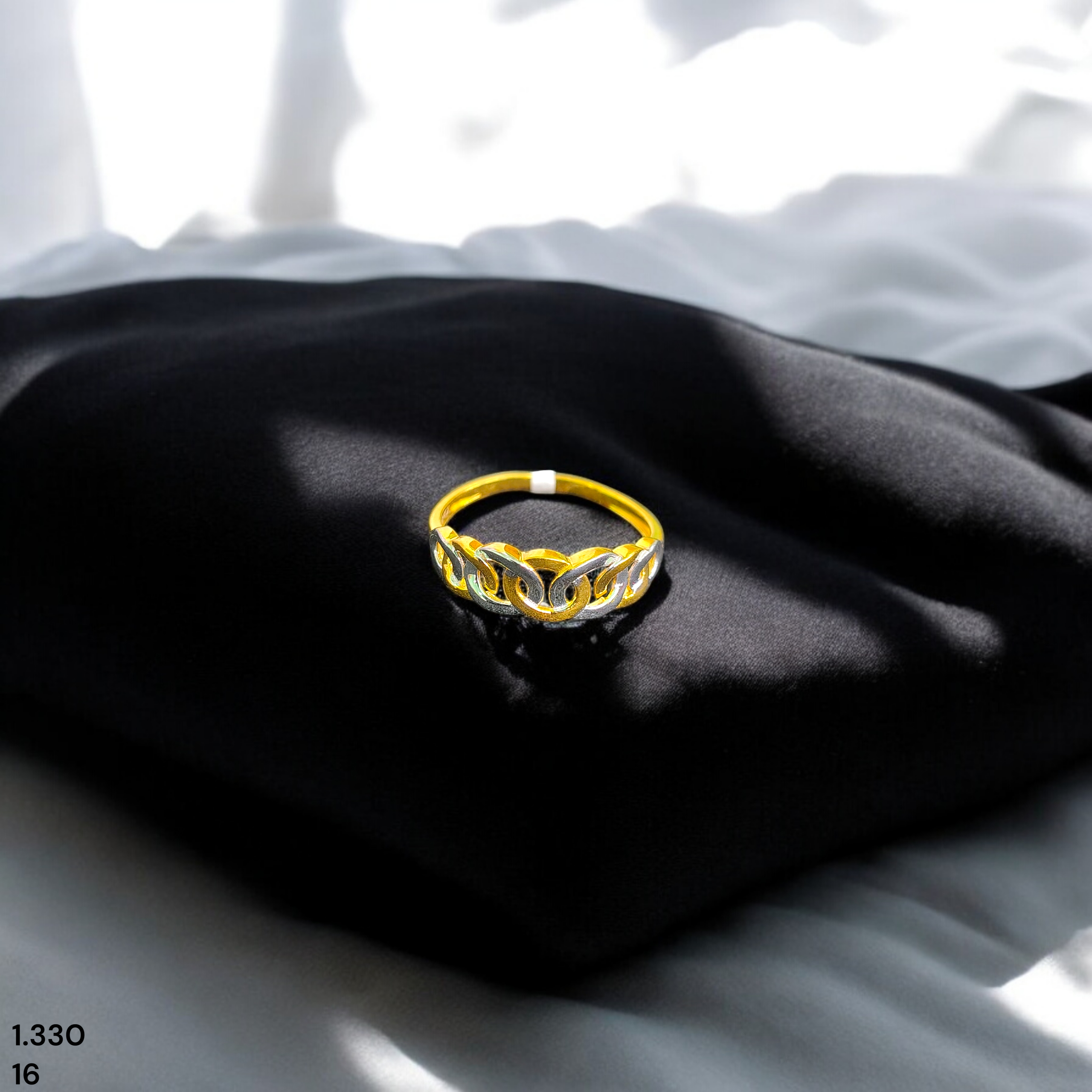 LADIES RING- TRJ (SIZE: 16) WGT: 1.330 GM APPROX BIS CERTIFIED HUID HALLMARK 9KT GOLD FINGER RING FOR WOMEN 1 PIECE.