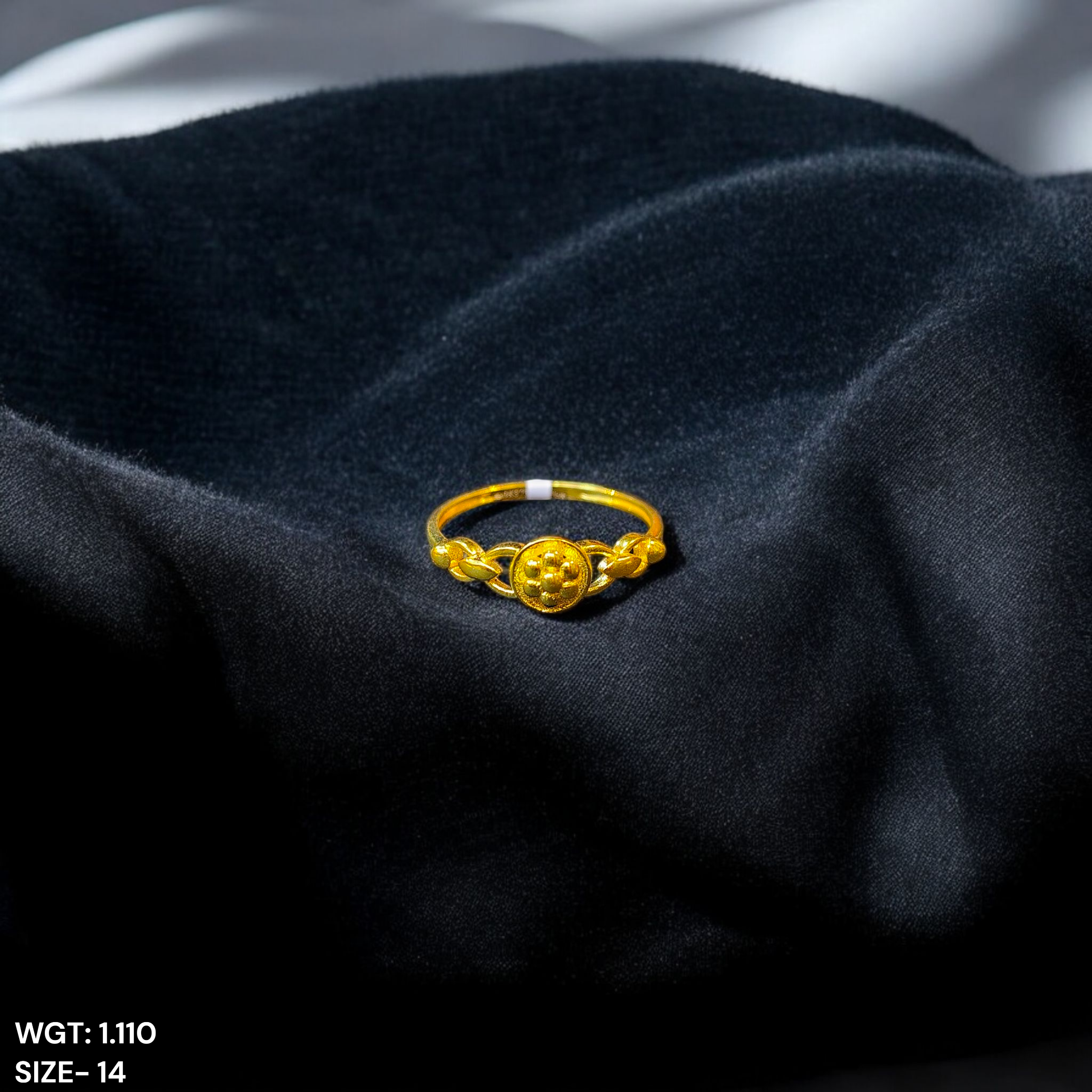 (GLFR9) TRJ (SIZE: 14) WGT: 1.110 GM APPROX BIS CERTIFIED HUID HALLMARK 9KT GOLD FINGER RING FOR WOMEN 1 PIECE FOR REGULAR USE.