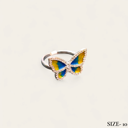 RAJLAXMI HALLMARK 925 SILVER FINGER BUTTERFLY MINAKARI DESIGN RING 1 PIECE FOR WOMEN FOR REGULAR USE - BEST FOR GIFTING (SOLD ON MRP)