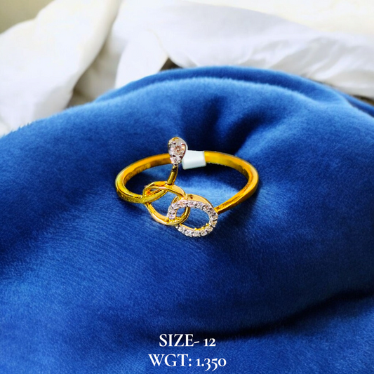 RAJLAXMI DIAMOND JEWELLERY (SIZE:12) - WGT: 1.350 GM - NATURAL DIAMOND (0.06 CENT) HUID HALLMARK 18KT DIAMOND FINGER RING FOR WOMEN WITH CERTIFICATE OF AUTHENTICITY BY ZORBA (DESIGN NO: LRAP2694).