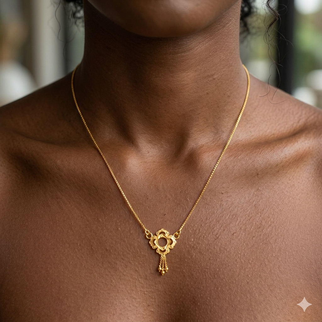 GOLD CHAIN- (WGT: 1.815 GM APPROX) BIS CERTIFIED HUID HALLMARK 9KT GOLD CHAIN WITH PENDANT (17 INCH) 1 PIECE FOR WOMEN.