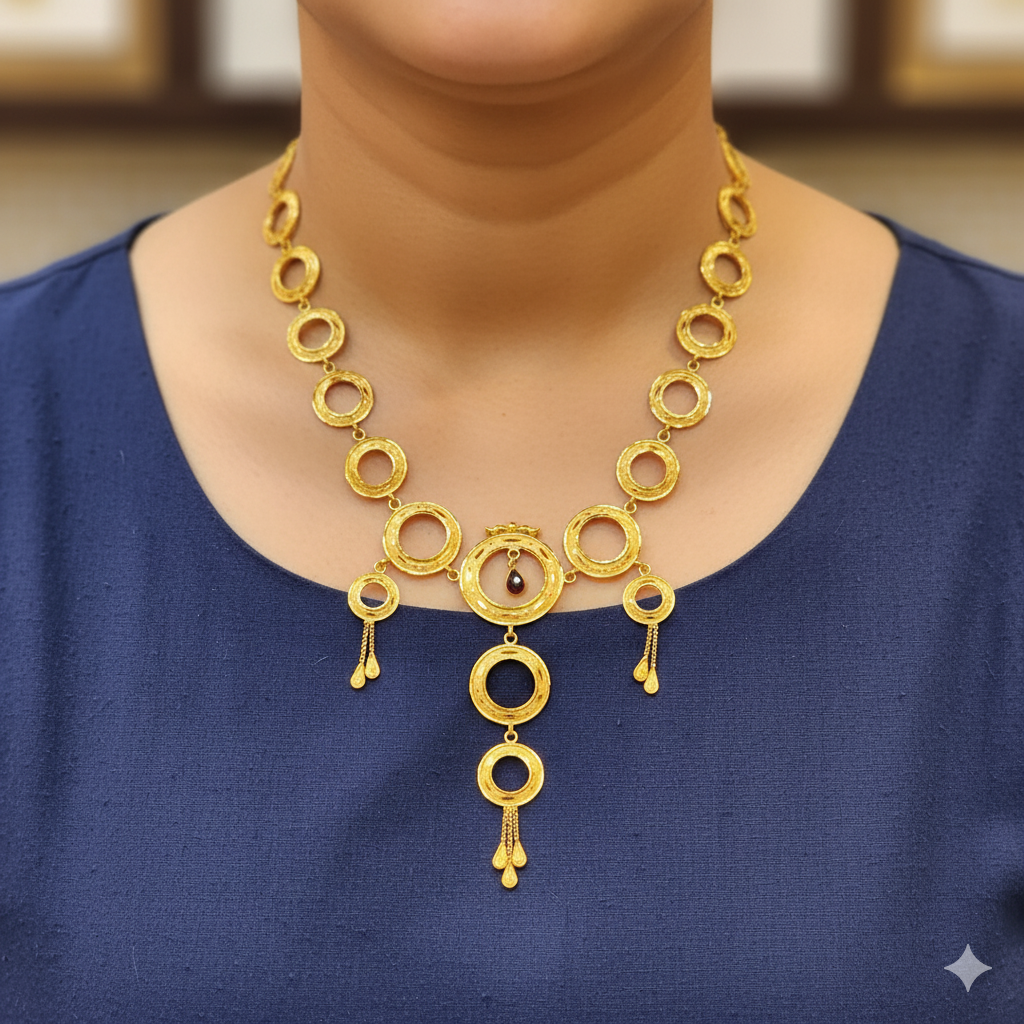 (GCN22) BIS CERTIFIED HUID HALLMARK 916 22KT GOLD NECKLACE CHOKER (APPROX WGT: 3.930 GM) 1 PIECE FOR WOMEN.