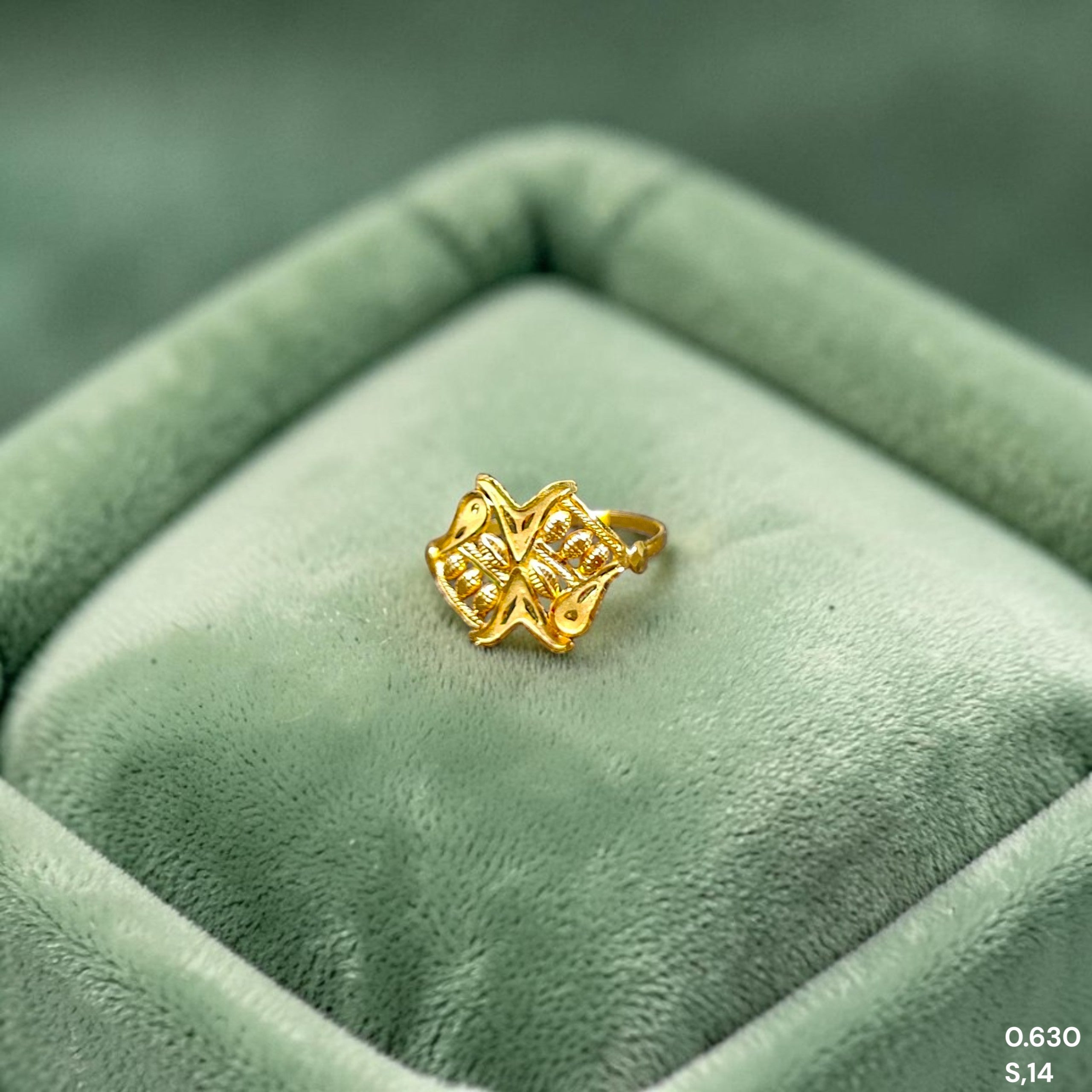 LADIES RING- (SIZE: 14) WGT: 0.630 GM APPROX BIS CERTIFIED HUID HALLMARK 9KT GOLD FINGER RING FOR WOMEN 1 PIECE. (5S4XAY)